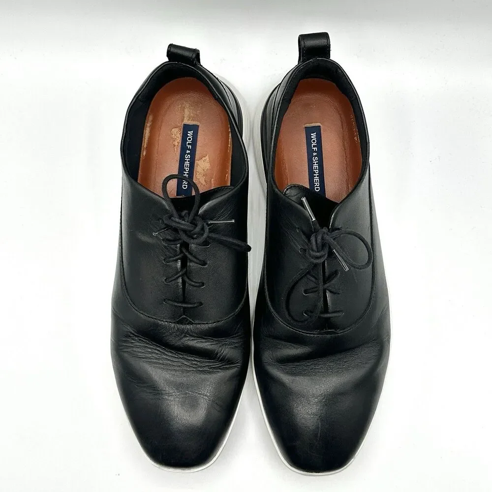 Wolf and Shepherd Crossover Derby Shoes Mens Size 11 M Black Leather Lace-Up